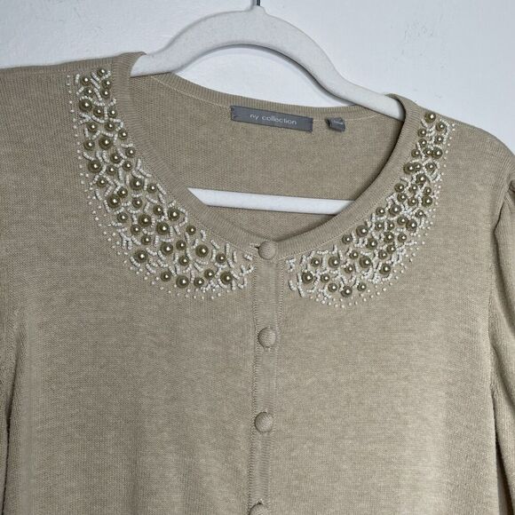 VTG NY Collection Sweater Size L Beaded Long Sleeve Grannycore CottagecoreFairy - Picture 4 of 13